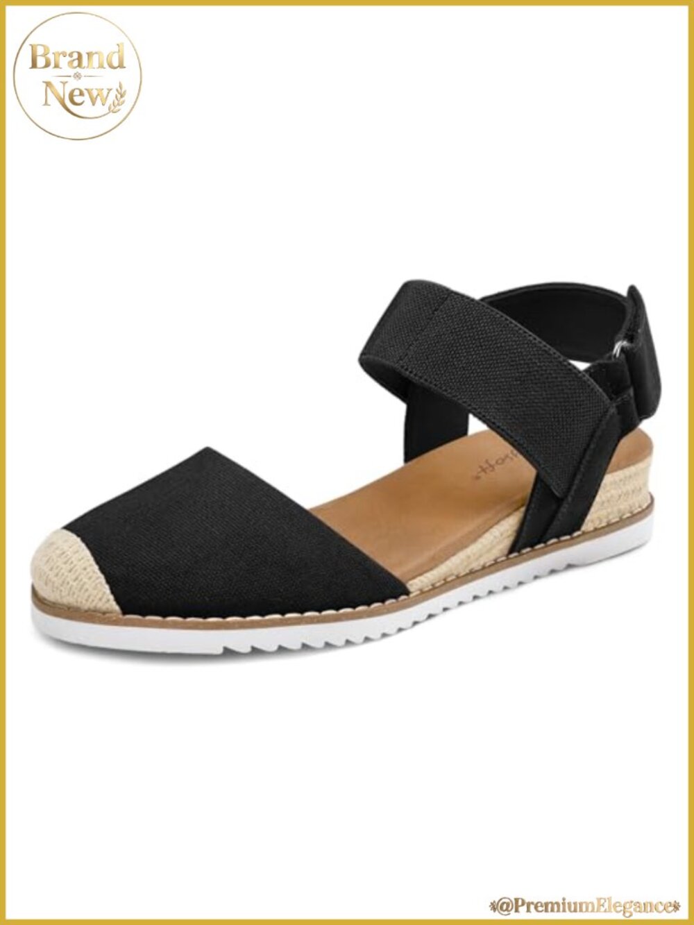 Low Wedge Espadrille Sandals Closed Toe Slip On Elastic Ankle Strap Comfort